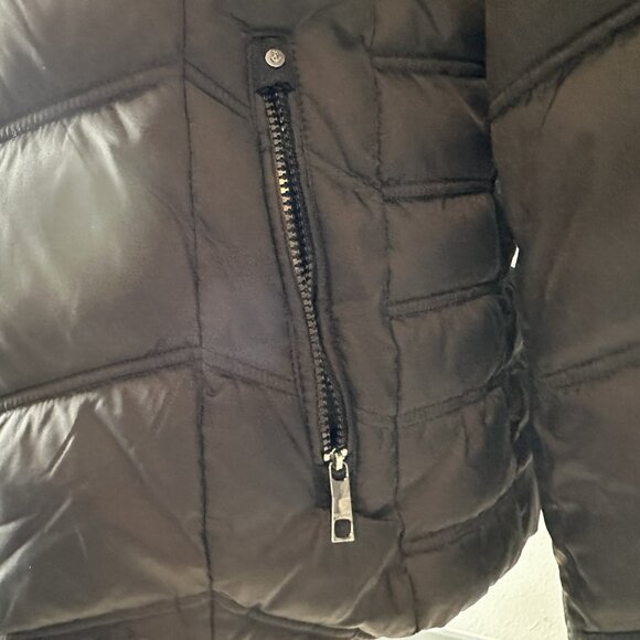 Women's Nautica Faux Fur Trim Hooded Mid-Length Black Puffer Jacket Size XL - Picture 8 of 14